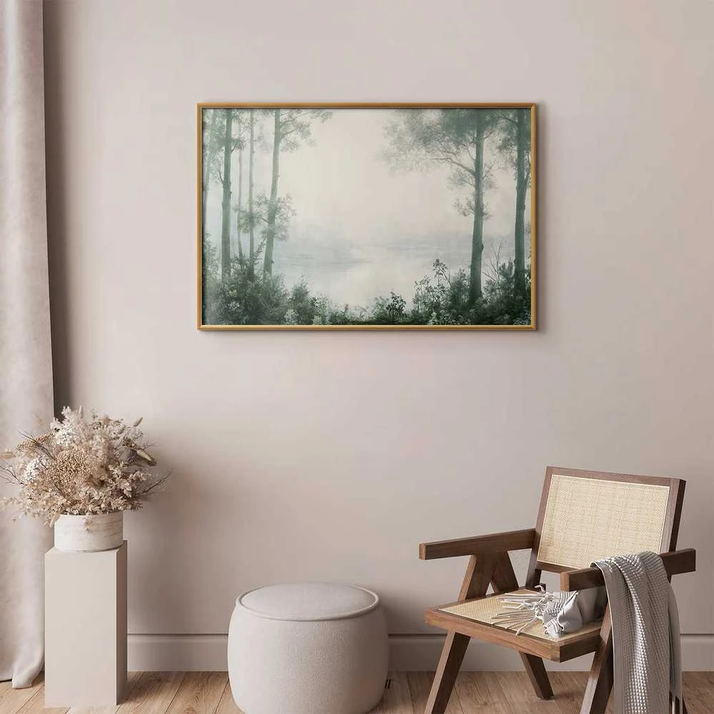 Artgeist Plakatas - Forest and Pond in Patinated Žalias