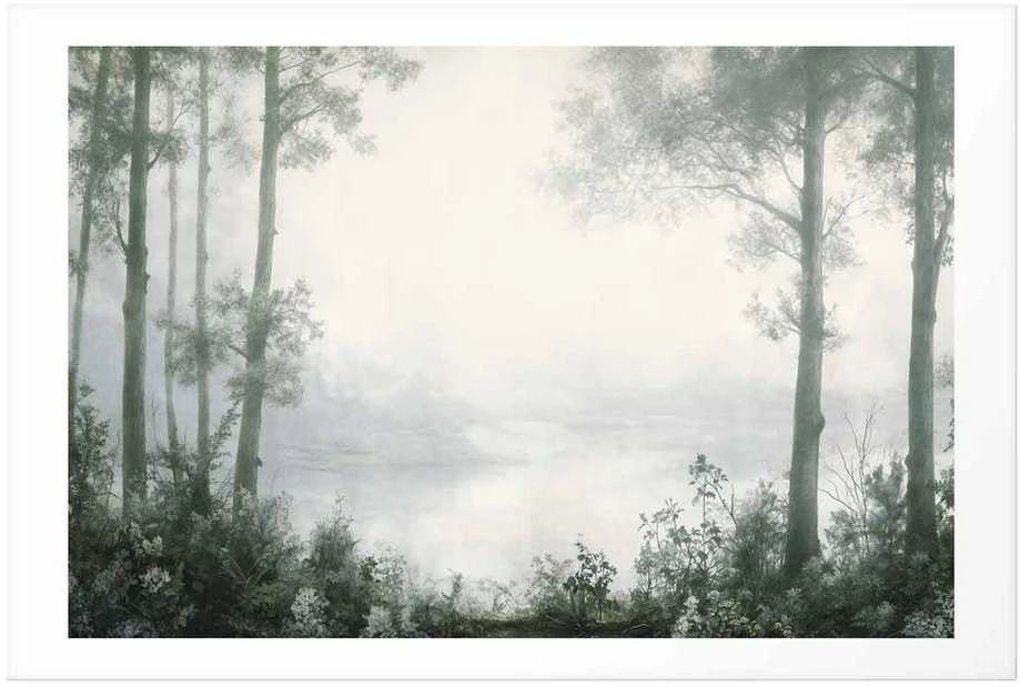 Artgeist Plakatas - Forest and Pond in Patinated Žalias