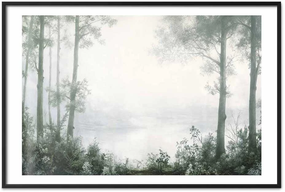 Artgeist Plakatas - Forest and Pond in Patinated Žalias