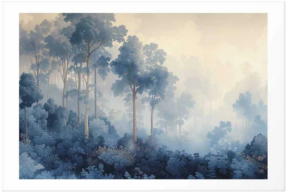 Artgeist Plakatas - Forest in Misty Mėlyna Shades