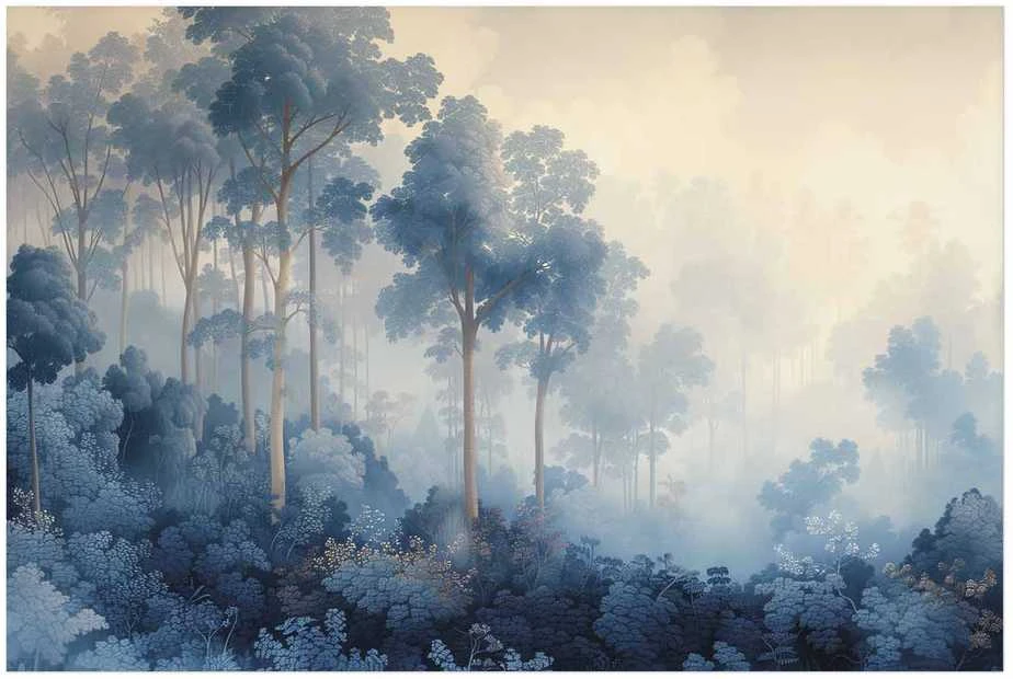 Artgeist Plakatas - Forest in Misty Mėlyna Shades