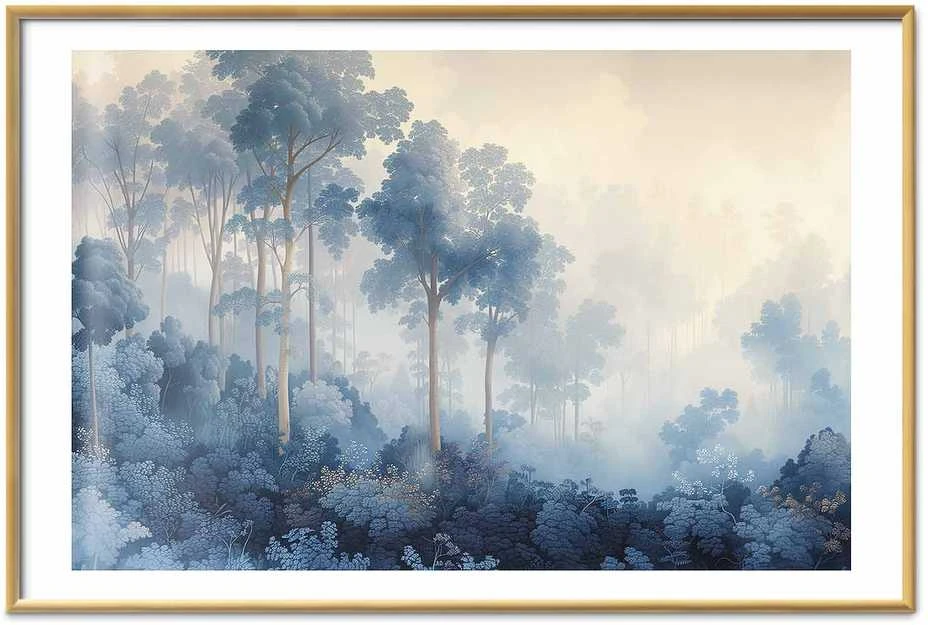 Artgeist Plakatas - Forest in Misty Mėlyna Shades