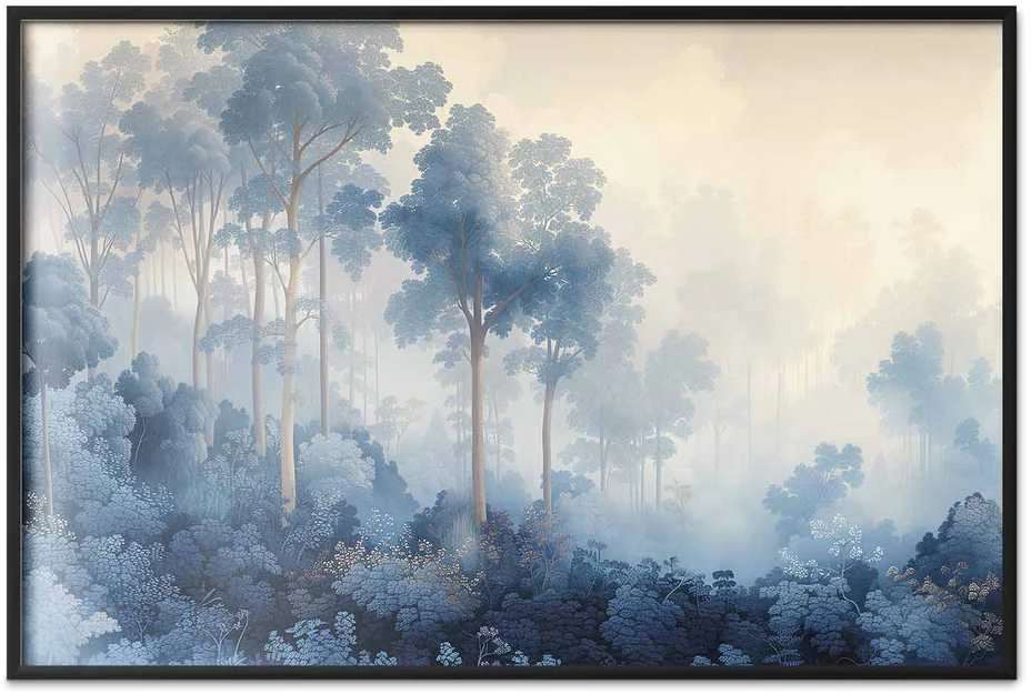Artgeist Plakatas - Forest in Misty Mėlyna Shades