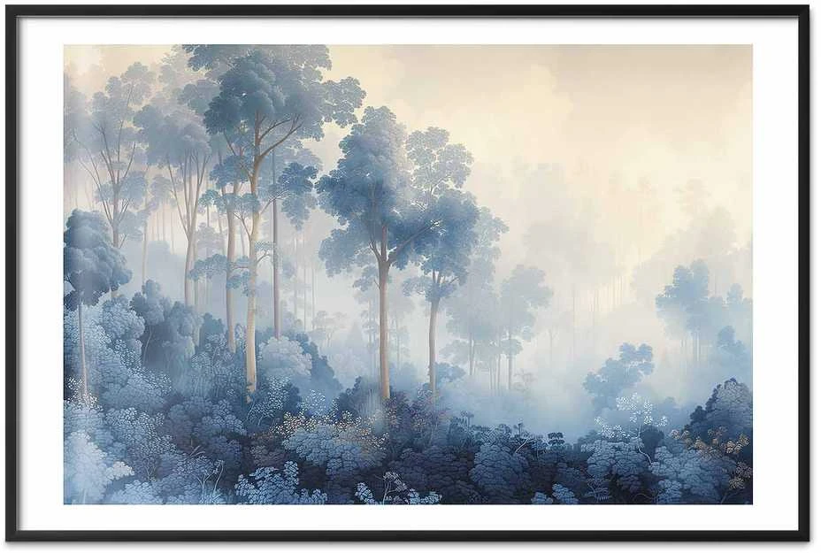 Artgeist Plakatas - Forest in Misty Mėlyna Shades