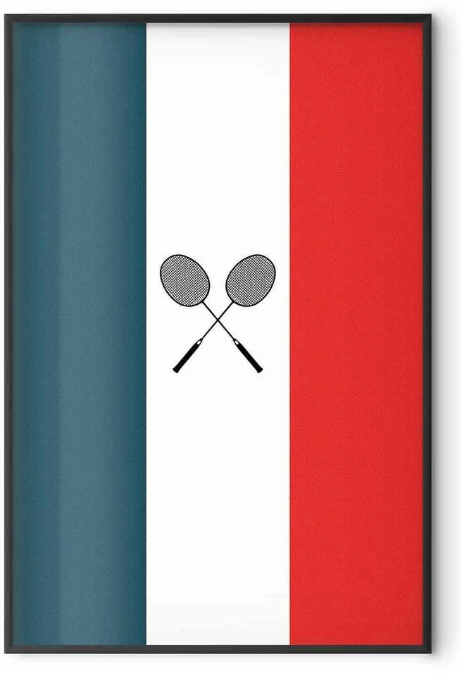 Artgeist Plakatas - French Flags and Juodas Badminton Rackets