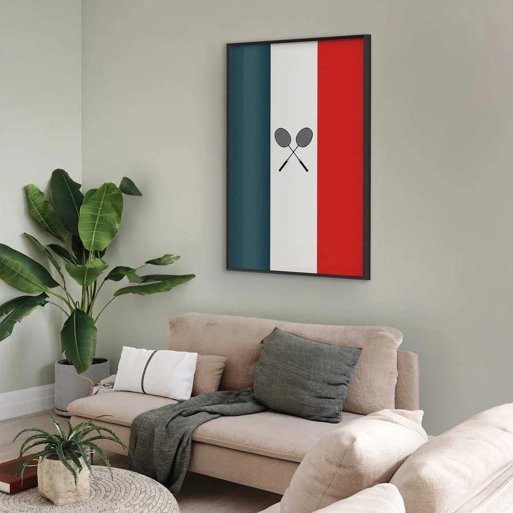 Artgeist Plakatas - French Flags and Juodas Badminton Rackets
