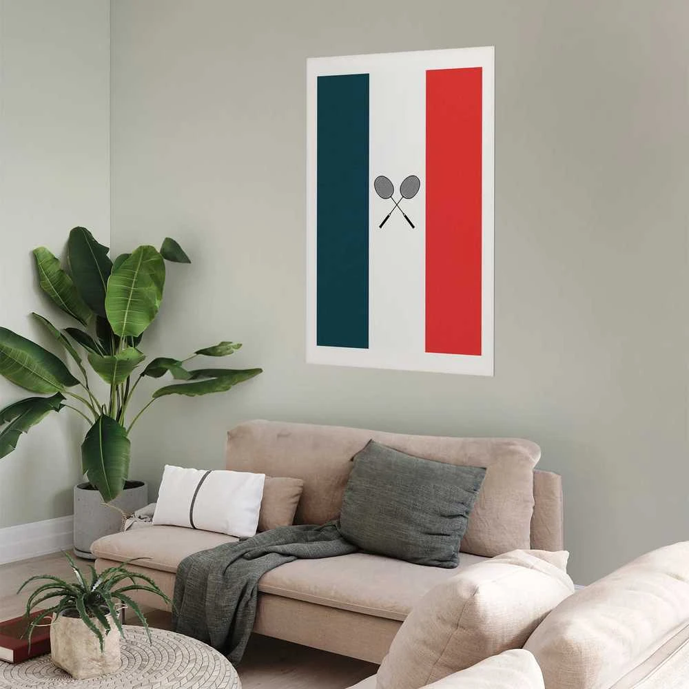 Artgeist Plakatas - French Flags and Juodas Badminton Rackets