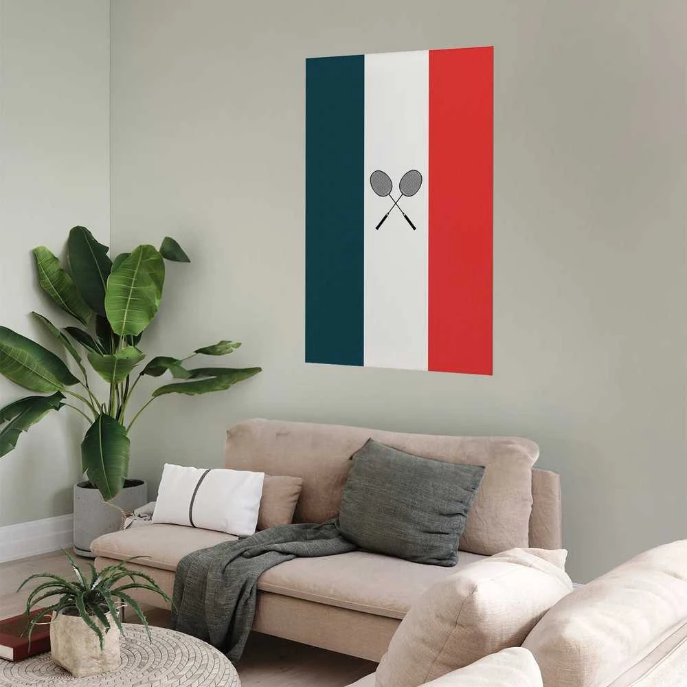 Artgeist Plakatas - French Flags and Juodas Badminton Rackets