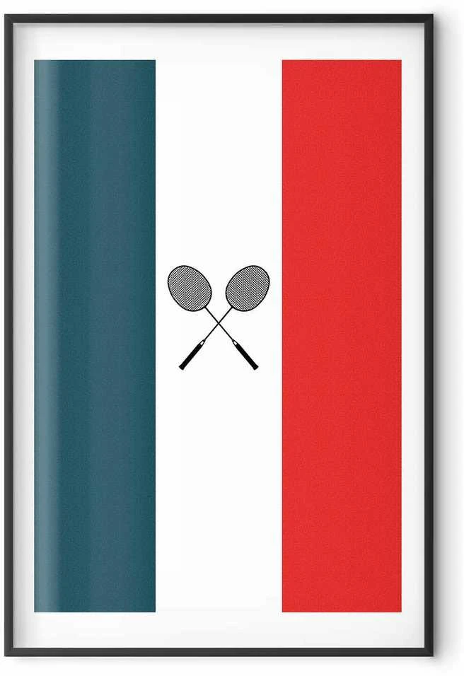 Artgeist Plakatas - French Flags and Juodas Badminton Rackets