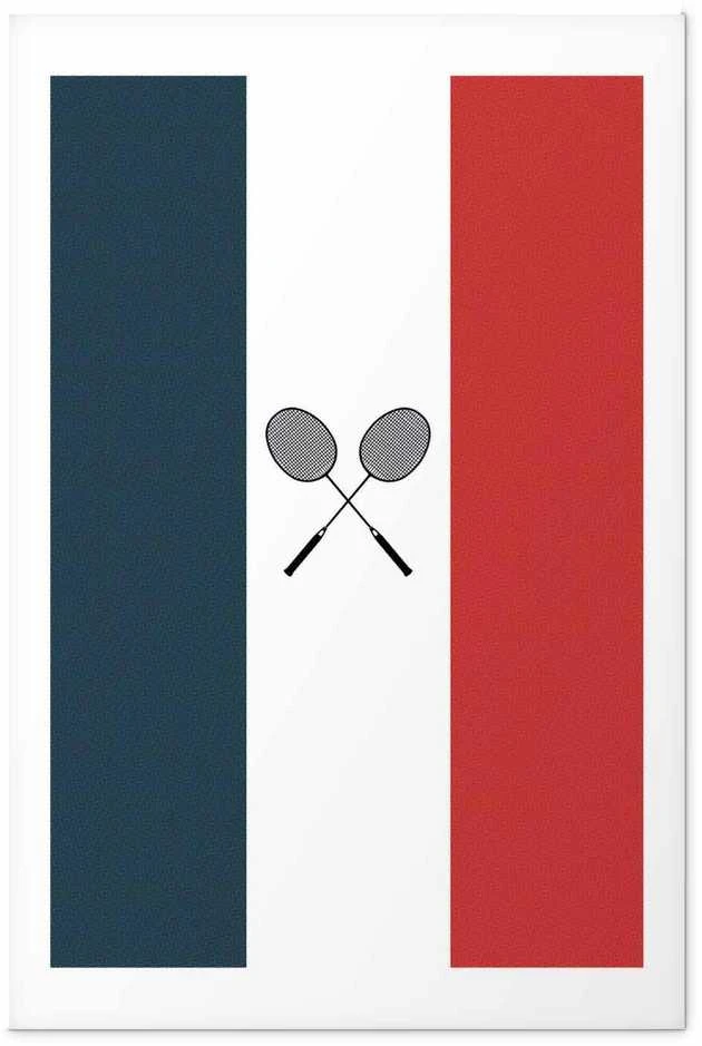 Artgeist Plakatas - French Flags and Juodas Badminton Rackets