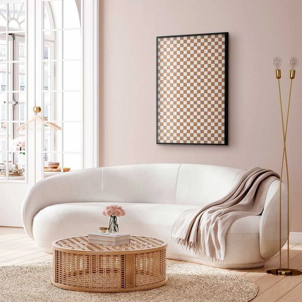 Artgeist Plakatas - Geometry and Browns - a chessboard pattern in neutral shades