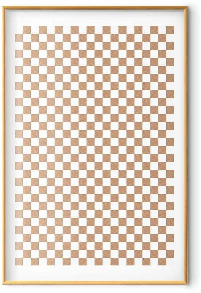 Artgeist Plakatas - Geometry and Browns - a chessboard pattern in neutral shades