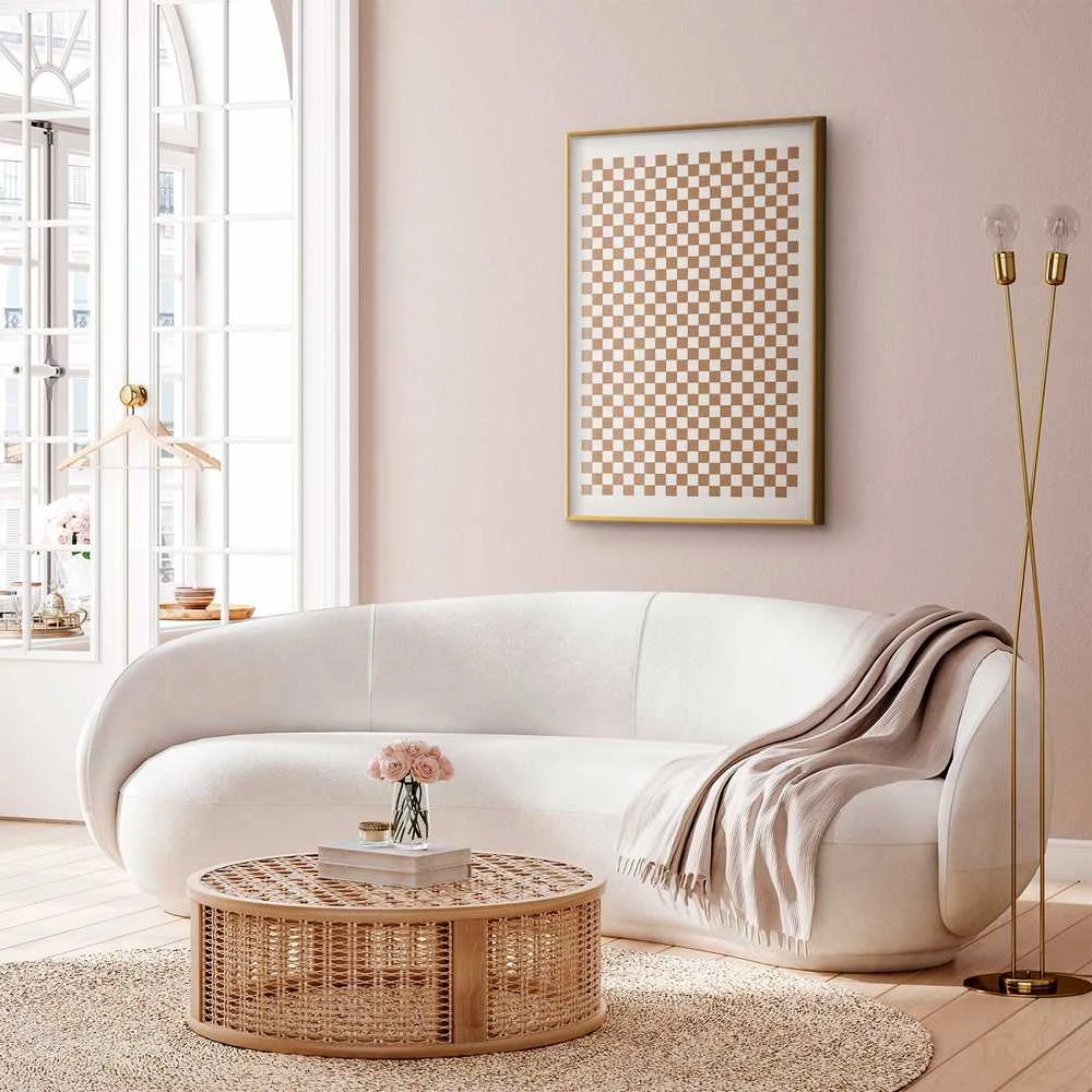 Artgeist Plakatas - Geometry and Browns - a chessboard pattern in neutral shades