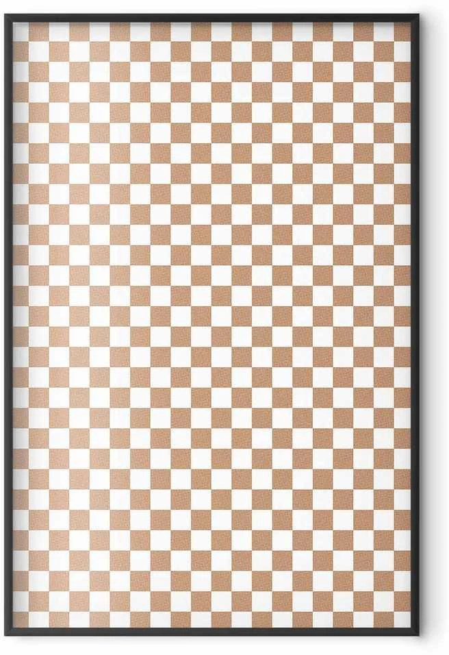 Artgeist Plakatas - Geometry and Browns - a chessboard pattern in neutral shades