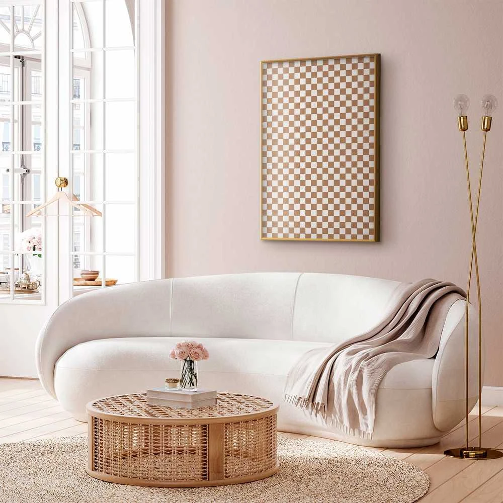 Artgeist Plakatas - Geometry and Browns - a chessboard pattern in neutral shades