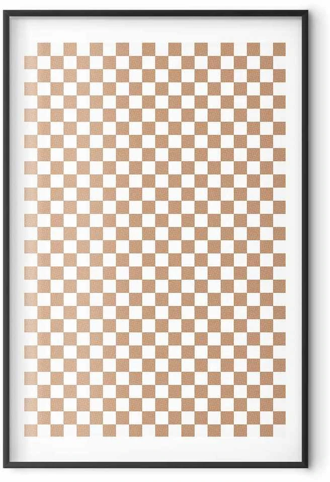 Artgeist Plakatas - Geometry and Browns - a chessboard pattern in neutral shades