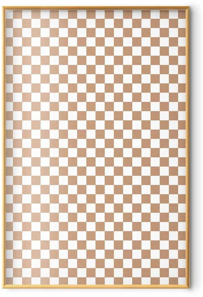 Artgeist Plakatas - Geometry and Browns - a chessboard pattern in neutral shades