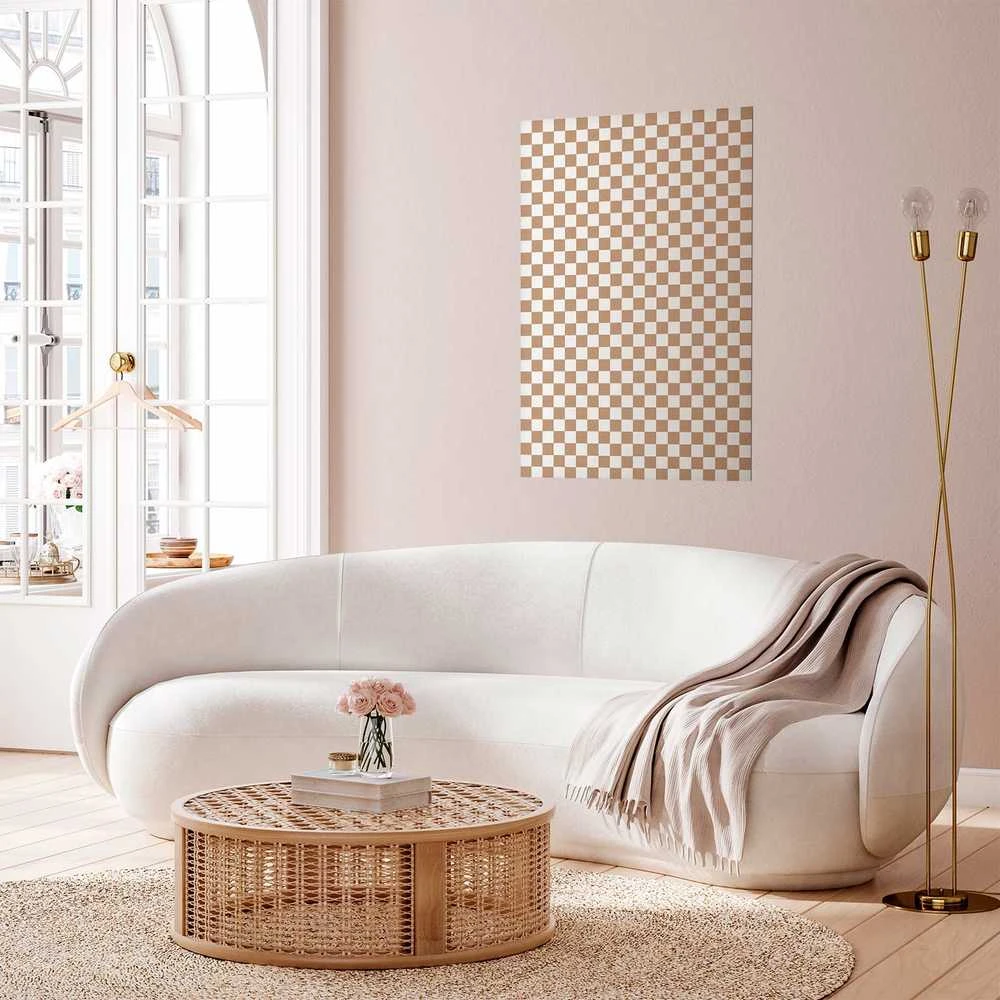 Artgeist Plakatas - Geometry and Browns - a chessboard pattern in neutral shades