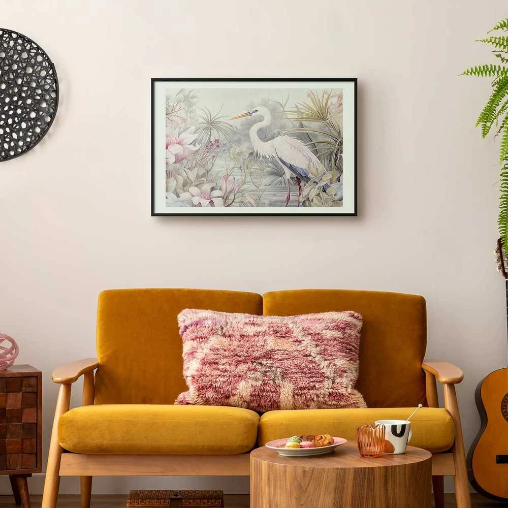 Artgeist Plakatas - Heron Wading in a Pond - illustration in light colors