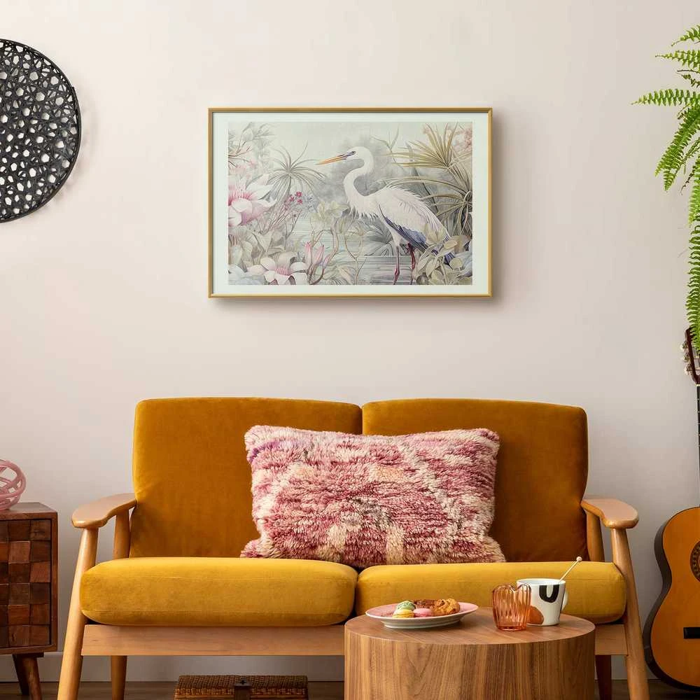 Artgeist Plakatas - Heron Wading in a Pond - illustration in light colors