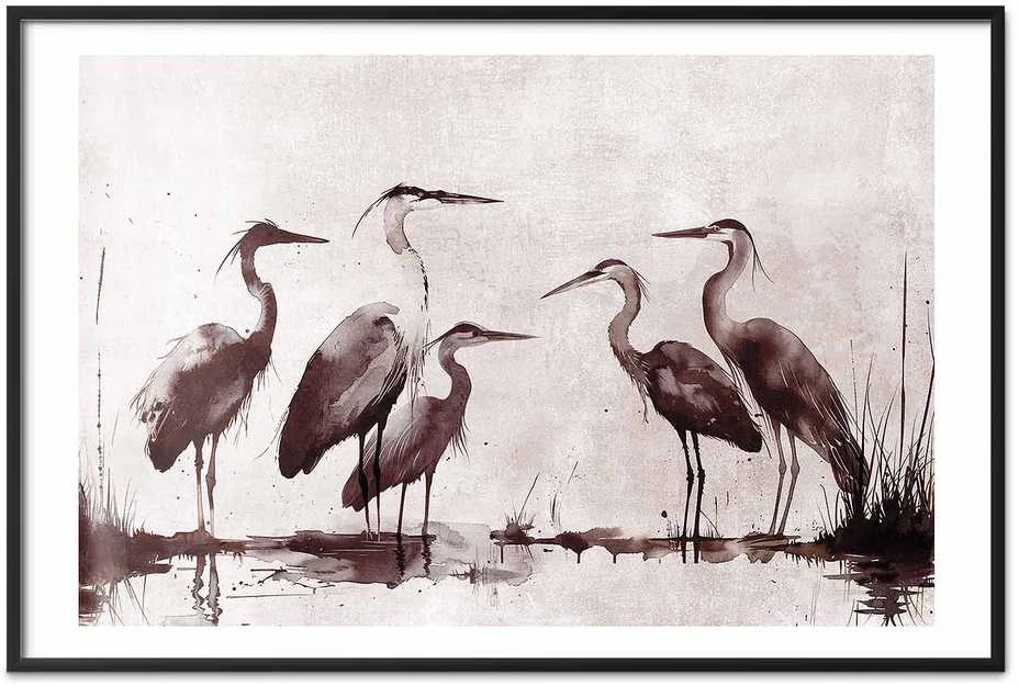 Artgeist Plakatas - Herons Painted in Ink