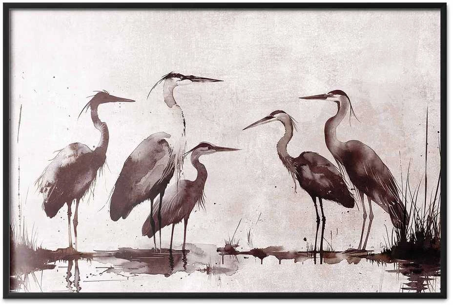 Artgeist Plakatas - Herons Painted in Ink
