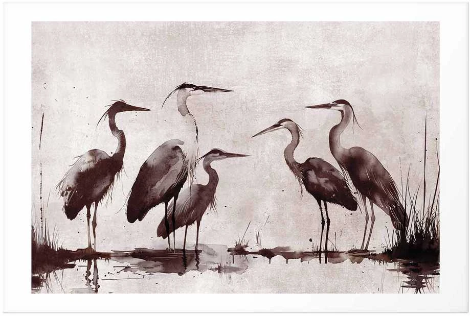 Artgeist Plakatas - Herons Painted in Ink
