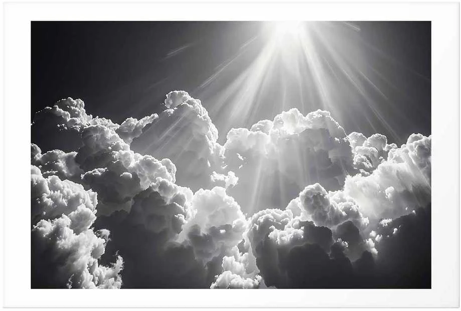 Artgeist Plakatas - Hope in the Clouds: Inspiring Sun Rays – Awaken Emotions