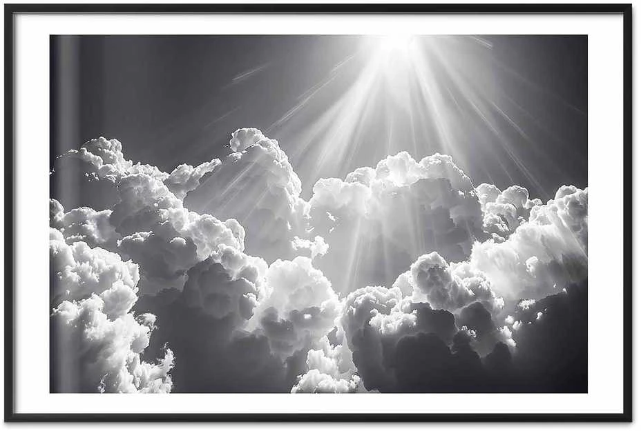 Artgeist Plakatas - Hope in the Clouds: Inspiring Sun Rays – Awaken Emotions