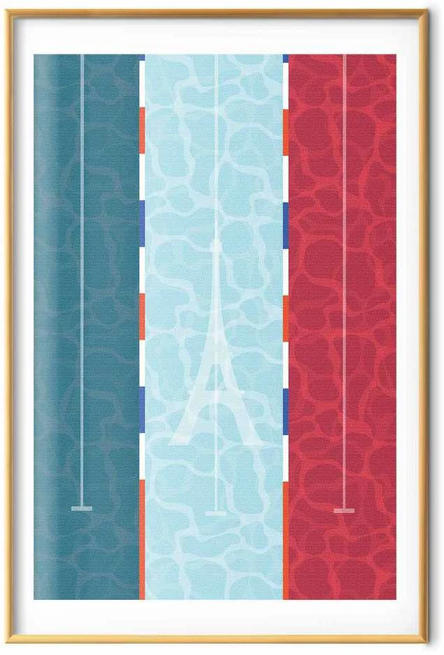 Artgeist Plakatas - Illustration of a Pool Against the French Flag