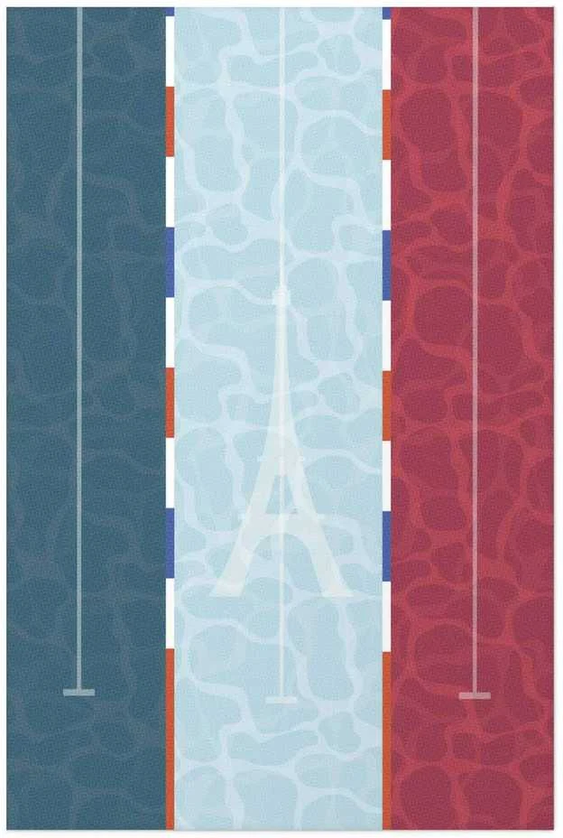 Artgeist Plakatas - Illustration of a Pool Against the French Flag