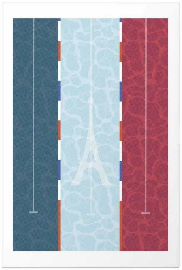 Artgeist Plakatas - Illustration of a Pool Against the French Flag