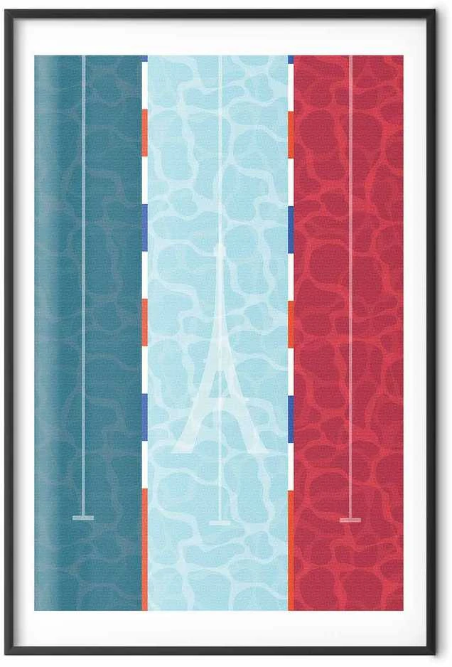 Artgeist Plakatas - Illustration of a Pool Against the French Flag