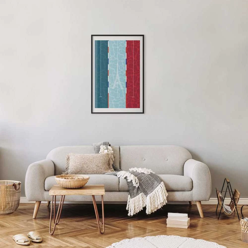 Artgeist Plakatas - Illustration of a Pool Against the French Flag