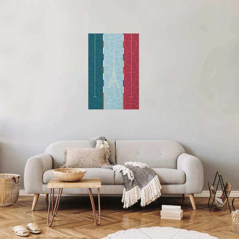 Artgeist Plakatas - Illustration of a Pool Against the French Flag