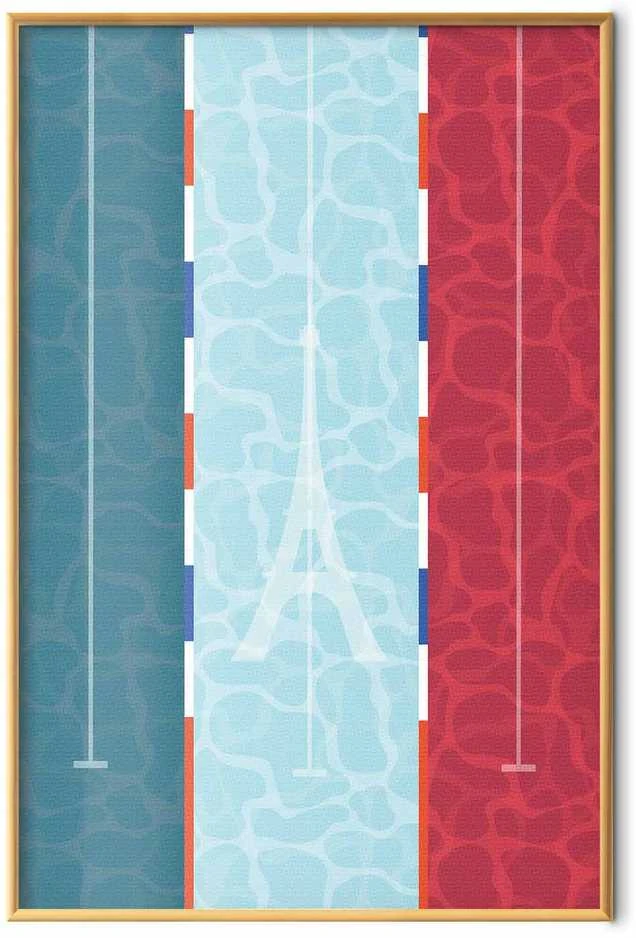 Artgeist Plakatas - Illustration of a Pool Against the French Flag