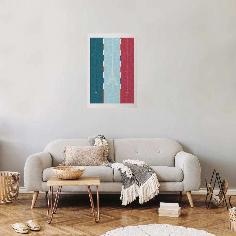 Artgeist Plakatas - Illustration of a Pool Against the French Flag