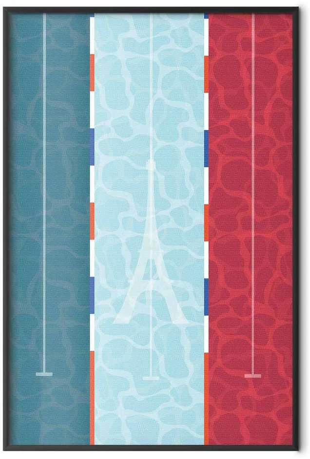 Artgeist Plakatas - Illustration of a Pool Against the French Flag