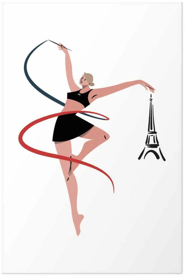 Artgeist Plakatas - Illustration of a Woman with a Ribbon - Artistic Gymnastics