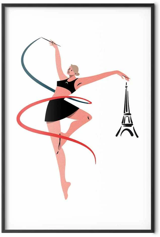 Artgeist Plakatas - Illustration of a Woman with a Ribbon - Artistic Gymnastics