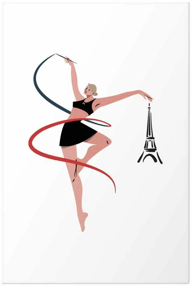Artgeist Plakatas - Illustration of a Woman with a Ribbon - Artistic Gymnastics