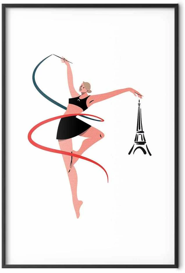 Artgeist Plakatas - Illustration of a Woman with a Ribbon - Artistic Gymnastics