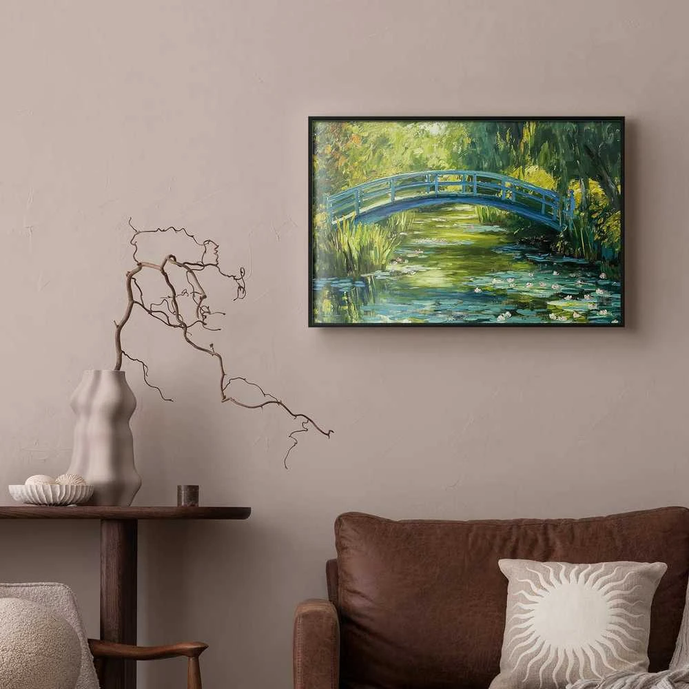 Artgeist Plakatas - Impressionist bridge - painting of a bridge against a picturesque background