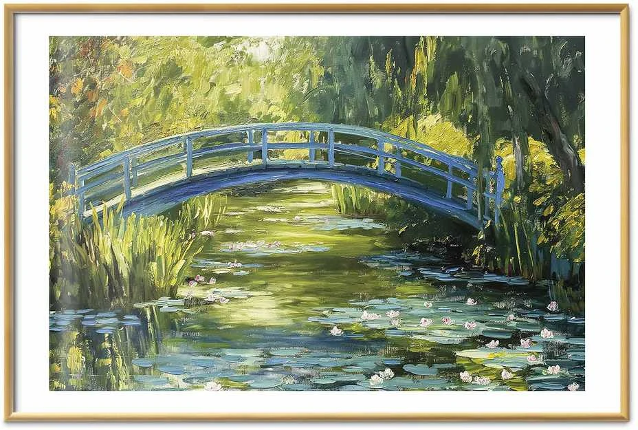 Artgeist Plakatas - Impressionist bridge - painting of a bridge against a picturesque background