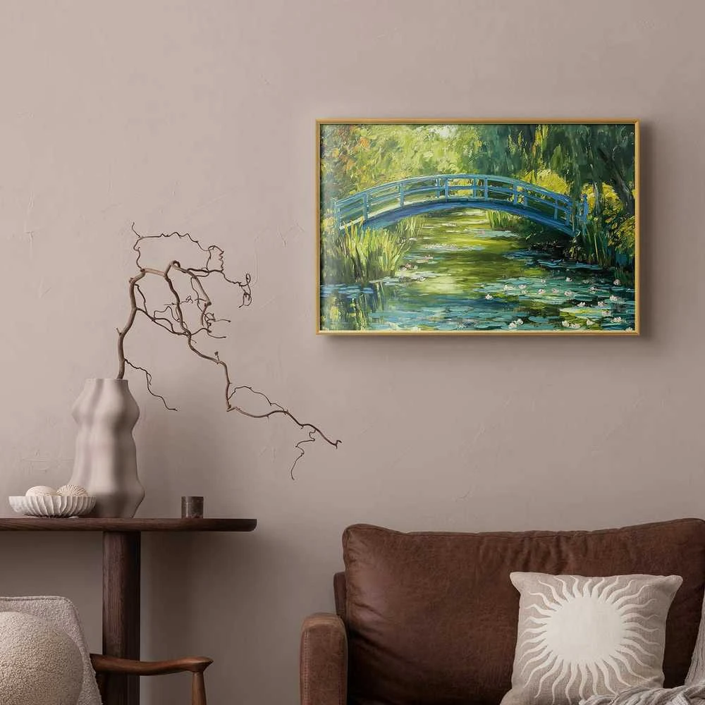 Artgeist Plakatas - Impressionist bridge - painting of a bridge against a picturesque background