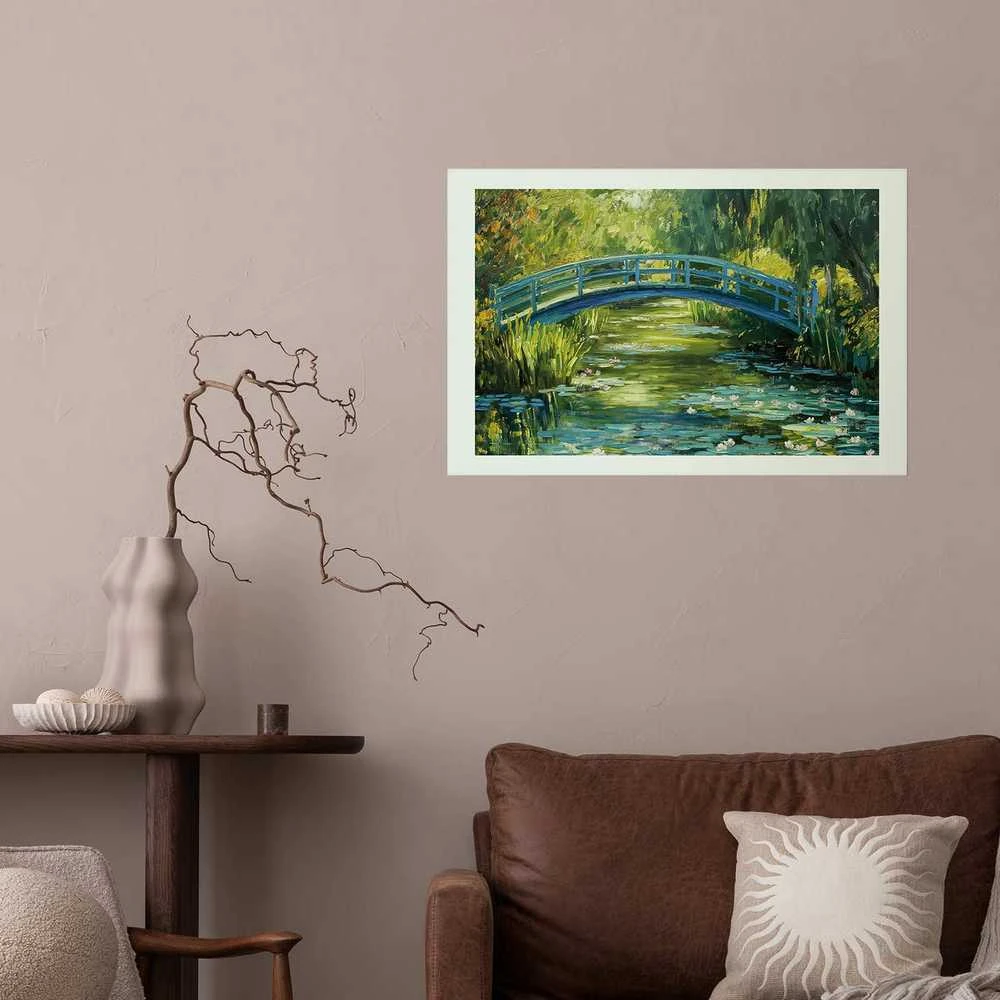 Artgeist Plakatas - Impressionist bridge - painting of a bridge against a picturesque background