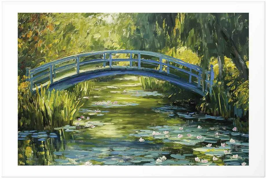 Artgeist Plakatas - Impressionist bridge - painting of a bridge against a picturesque background