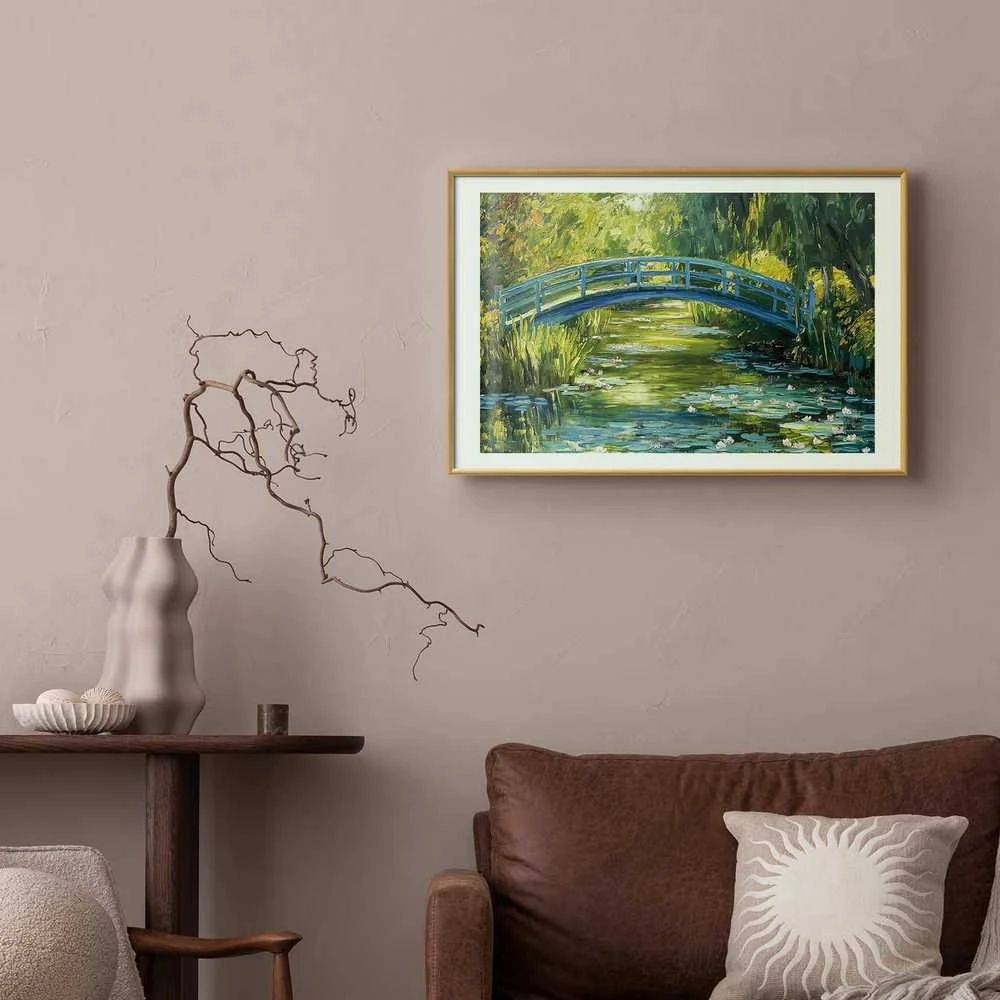 Artgeist Plakatas - Impressionist bridge - painting of a bridge against a picturesque background