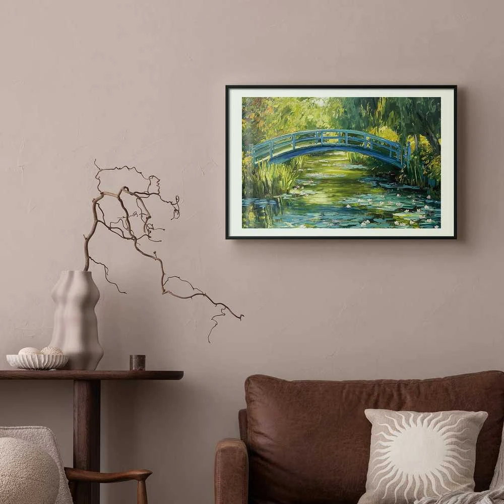 Artgeist Plakatas - Impressionist bridge - painting of a bridge against a picturesque background