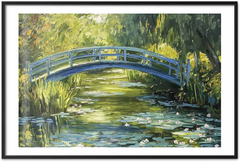 Artgeist Plakatas - Impressionist bridge - painting of a bridge against a picturesque background